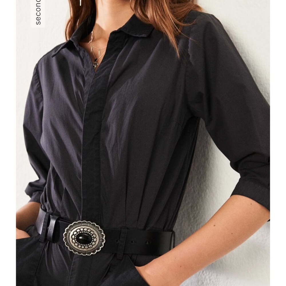 ba&sh • Kalista Black Jumpsuit Coveralls Romper • Dark Grey Faded Black • XS / 0 - Picture 2 of 16